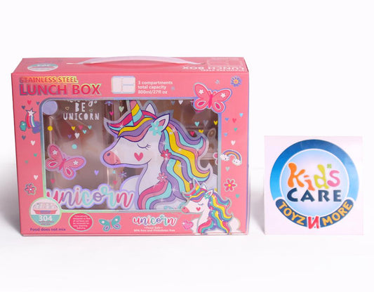 Unicorn Themed Three Sealed Portion Stainless Steel Lunch Box (U2087)