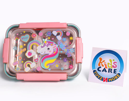 Unicorn Themed Three Sealed Portion Stainless Steel Lunch Box (U2086)