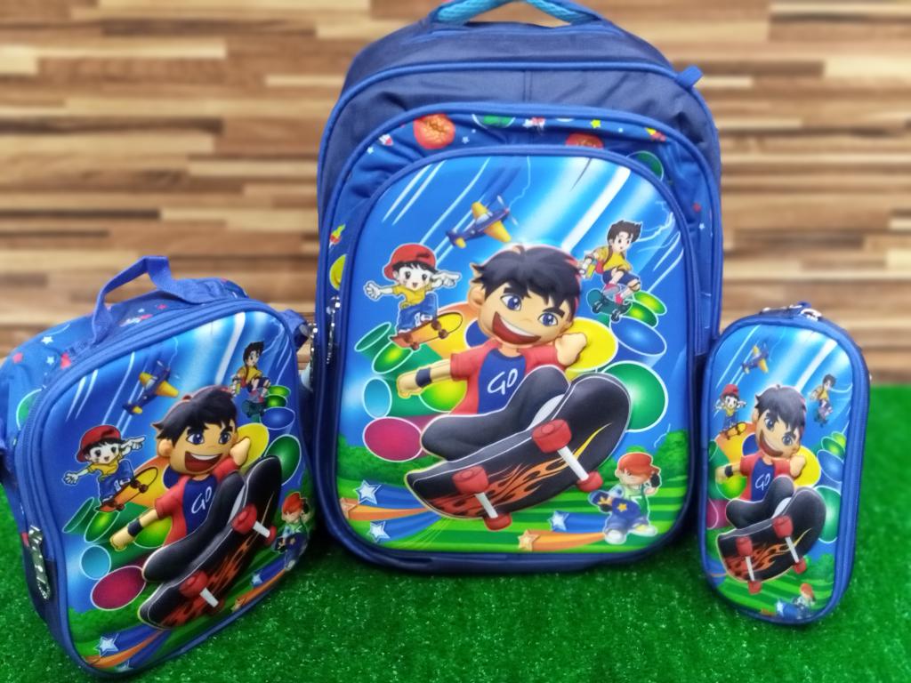 Skate Boarder Boys School Bag 3 Piece Set for Grade 1 Grade 2 2988 1