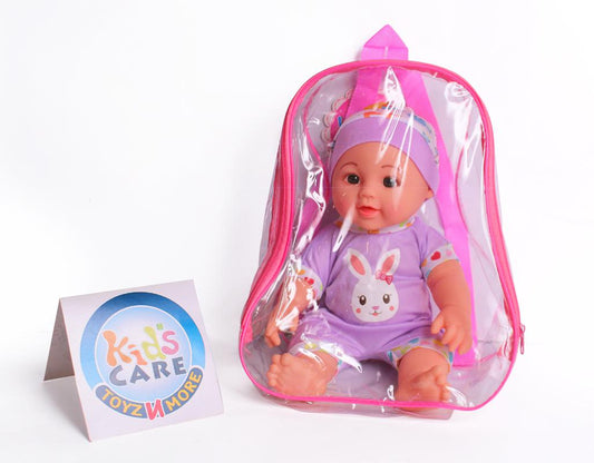 12-inch Soft Rubber Doll With Sounds and Transparent Backpack (KC5737)