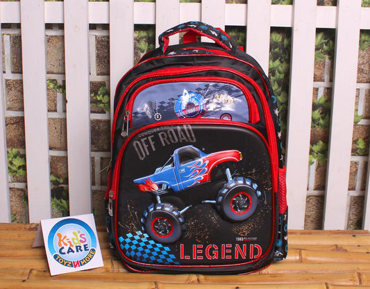Legend Off Road Monster Truck 3D Light Up School Bag for Grade 1 & Grade 2 (KC5741)