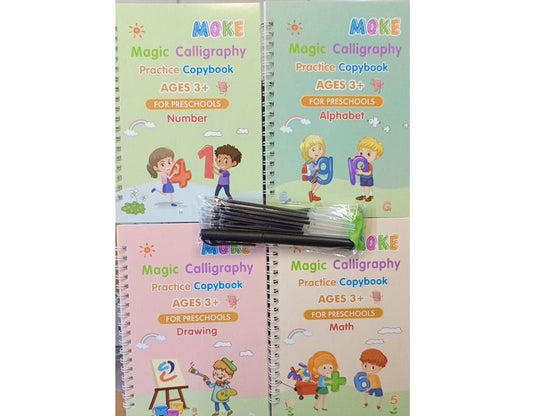 Pack of Four Magic Calligraphy Practice Copybooks! for Ages 3+