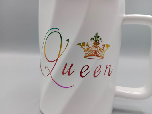 Queen Ceramic Coffee Mug With Mirrored Lid White (G-22)