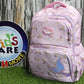 Printed Waterproof School Bag for Grade-3 & 4 Girls Pink (LF-182)