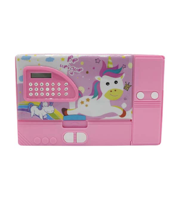 Unicorn Magnetic Double Sided Jumbo Pencil Box With Calculator 6 Buttons JC 2727