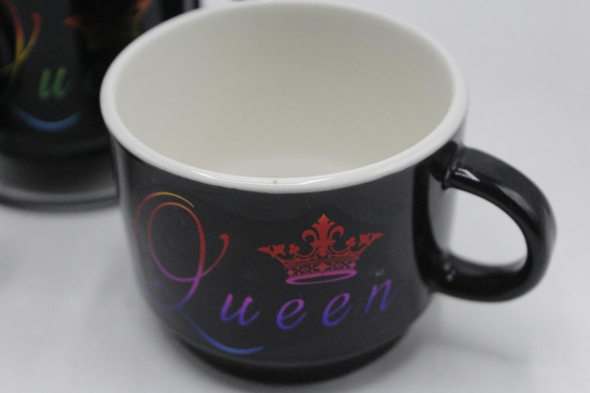 King and Queen Ceramic Mugs Set with Stand (JAN-03)