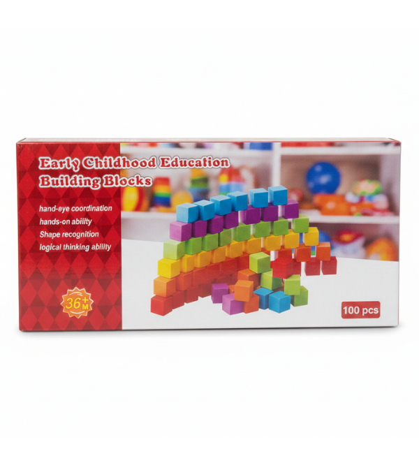 100 Pcs Early Childhood Education Building Blocks Set – Colorful Woode ...