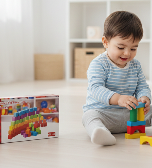 100 Pcs Early Childhood Education Building Blocks Set – Colorful Woode ...