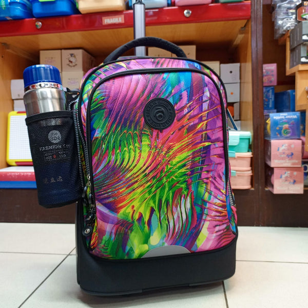 Power Brand Trolley Bag for School & Travel - Durable Rolling Backpack | Multicolor (1973-18)