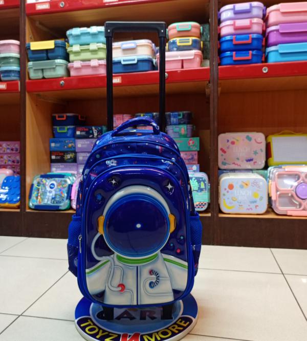 Astronaut Space World 3D School Trolley Bag for Kids | Grade 1 & 2 | Durable & Spacious Space Trolley Bag with Wheels | Pakistan Delivery (8316T)