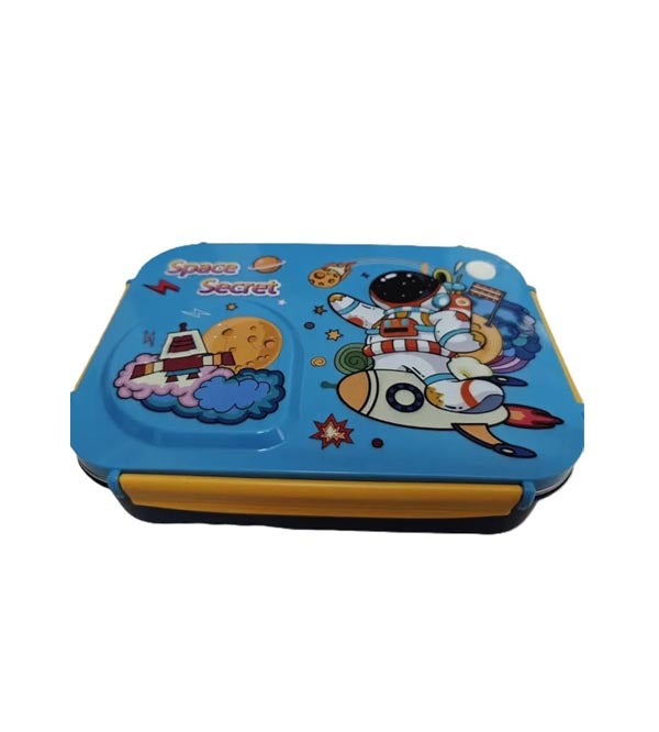 Astronaut Space World Stainless Steel Lunch Box | 3 Portion Bento Box with Spoon, Chopsticks & Container (2659)