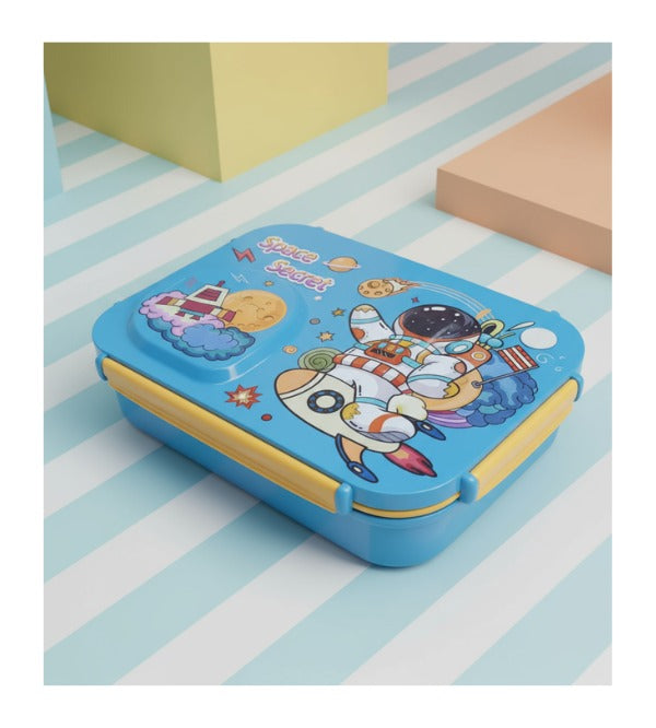 Astronaut Space World Stainless Steel Lunch Box | 3 Portion Bento Box with Spoon, Chopsticks & Container (2659)
