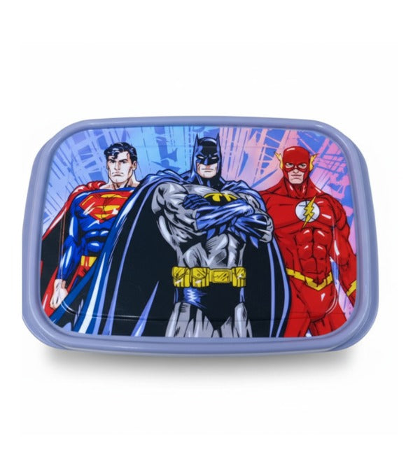 Batman, Superman & Flash Three Portion Bento Lunch Box for Kids – Plastic, 7.5 x 5.5 Inches (2015)