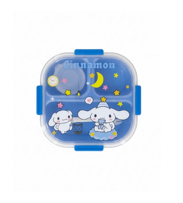 Cinnamoroll Themed Three Portion Lunch Box with Spoon & Sauce Container – 7x7 Inches (9001)