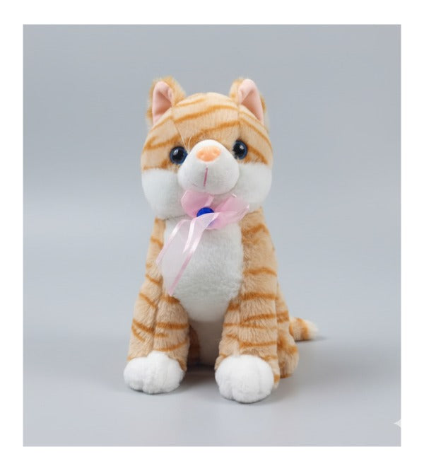 Cute Cat 12-Inch Stuffed Toy with Meow Meow Sound – Soft Plush Toy for Kids | Brown & Grey (KC5930)