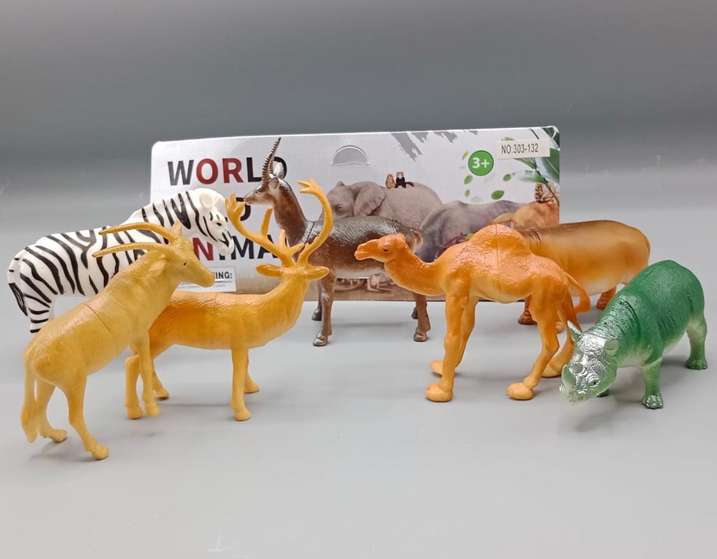 Wild Animal Toys 8 Pcs Set Medium Size 4 inches, 10 cm (303-132)