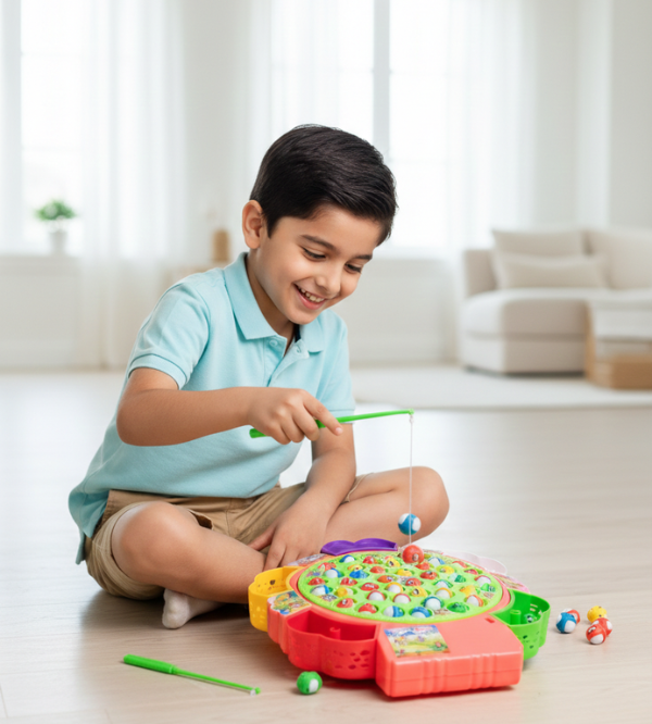 Electronic Musical Fishing Game for Kids – Rotating Magnetic Fish Toy ...