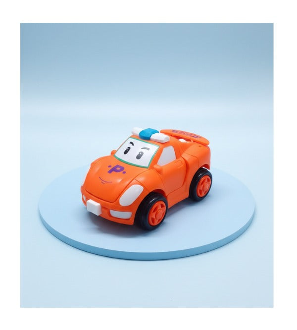 Friction-Powered 2-in-1 Transforming Robot Car Toy – Orange (4.5 Inches)