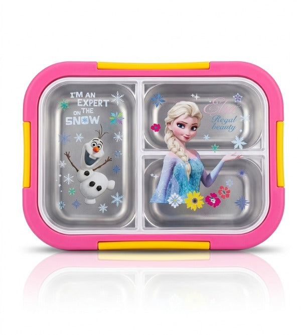 Frozen Elsa Kids Stainless Steel Lunch Box – 3 Compartment Sealed Bent ...
