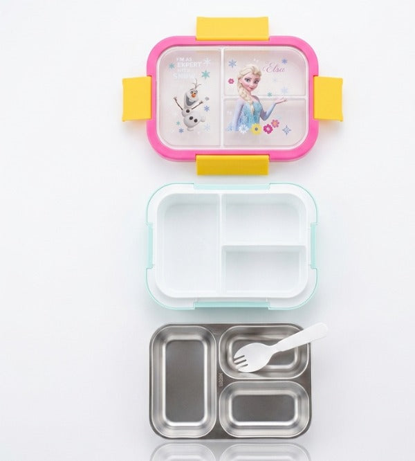Frozen Elsa Kids Stainless Steel Lunch Box – 3 Compartment Sealed Bent ...