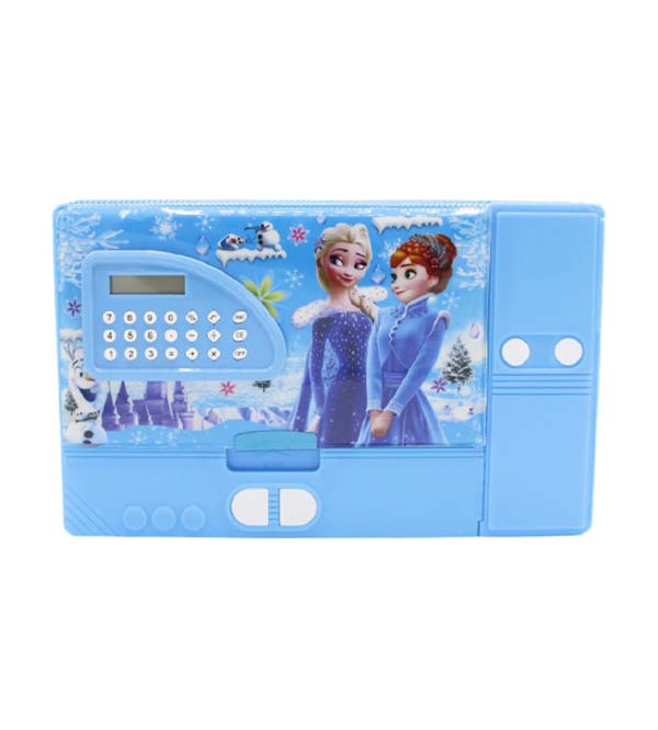 Frozen Anna & Elsa Magnetic Double Sided Jumbo Pencil Box With Calculator & 6 Buttons (JC-2727)