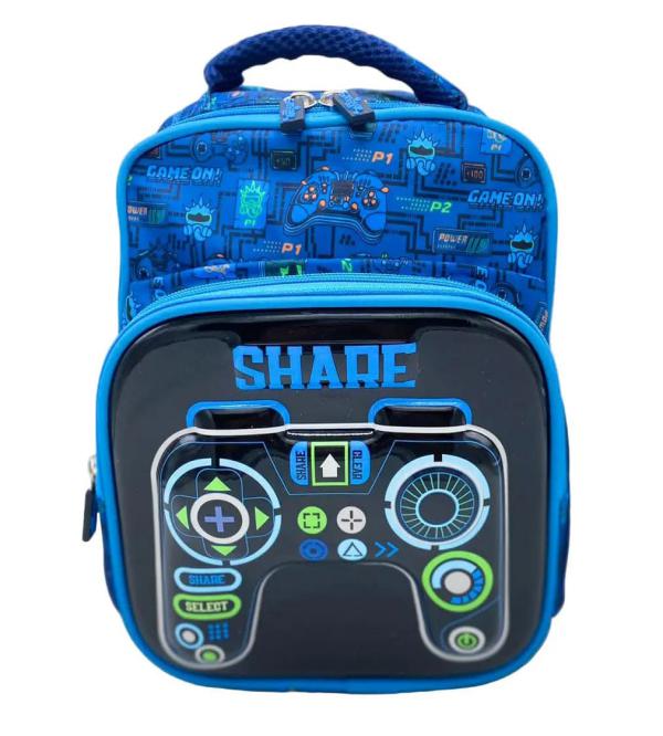 Video Game Controller Mini Backpack – Blue Gaming-Themed School Bag for Playgroup Kids (3012)