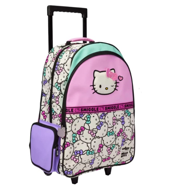Hello Kitty 3D School Trolley Bag with Light Up Wheels – Spacious & Durable for Grade 2 to 5