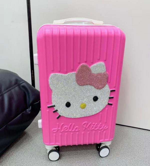 Hello Kitty Glitter Hard Shell Carry-On Suitcase – Pink & Purple | Kids Travel Luggage with 360° Wheels