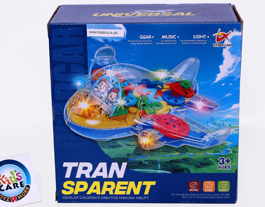 Gear Transparent Aeroplane Bump & Go Battery Operated Toy (2011-AA)