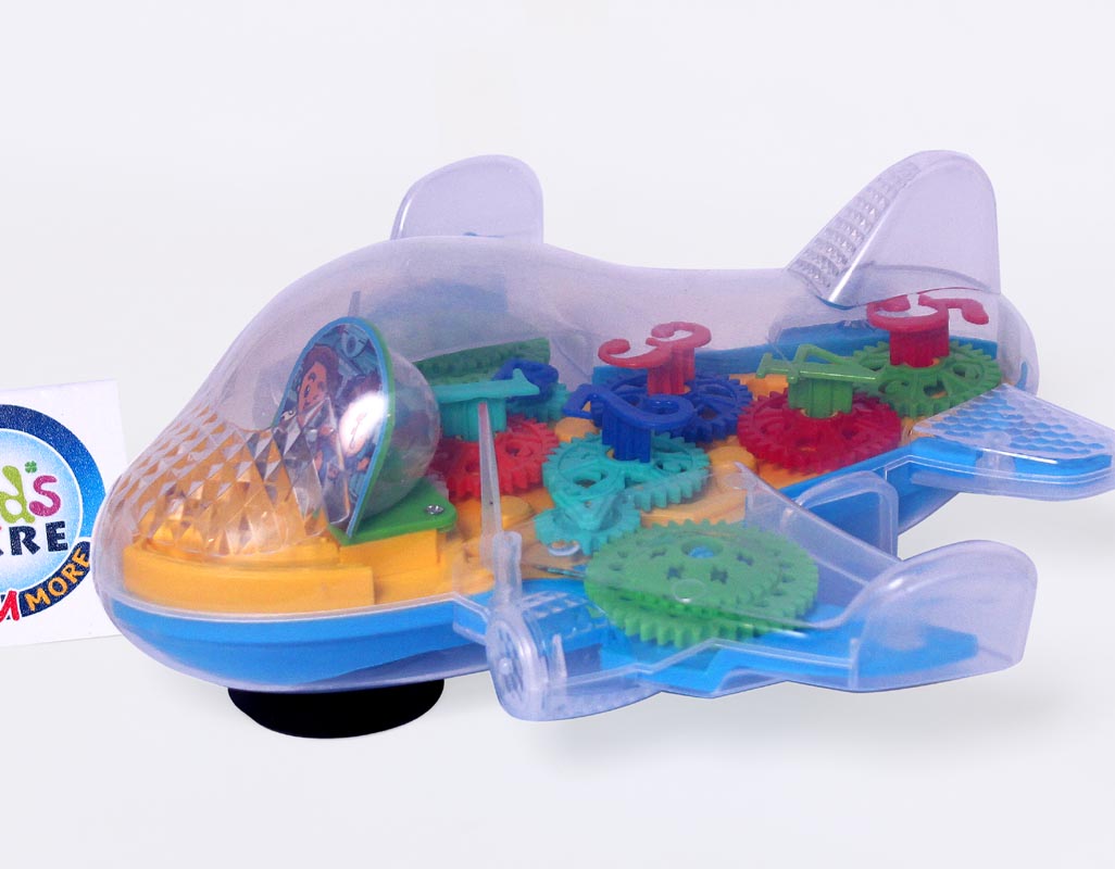Gear Transparent Aeroplane Bump & Go Battery Operated Toy (2011-AA)