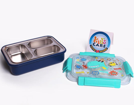 Dinosaur Themed Three Sealed Portion Stainless Steel Lunch Box (U2086)