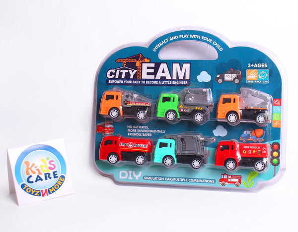 Pack of Size Pull Back Trucks - City Team (FL888)