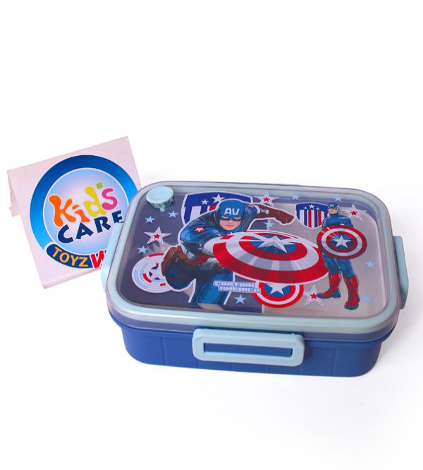 Captain America Lunch Box (7.5x5 Inches) - Durable, Partitioned, with Spoon (X-6020)