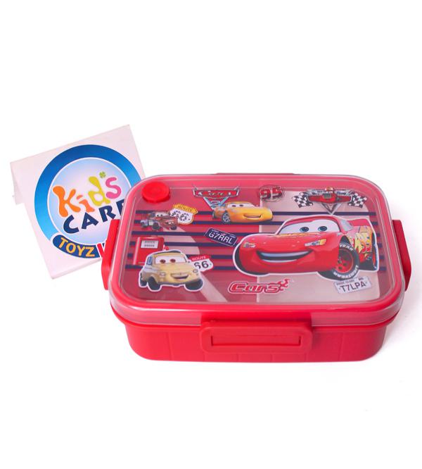 Mc Queen Car Lunch Box (7.5x5 Inches) - Durable, Partitioned, with Spoon (X-6020)