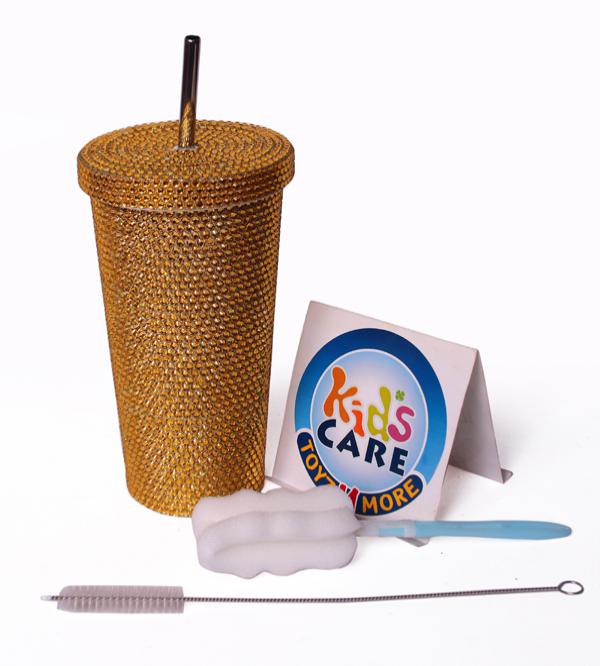 Bling Diamond Glitter 750ml Stainless Steel Tumbler - Gold | Lid, Straw & Brushes (B-205)