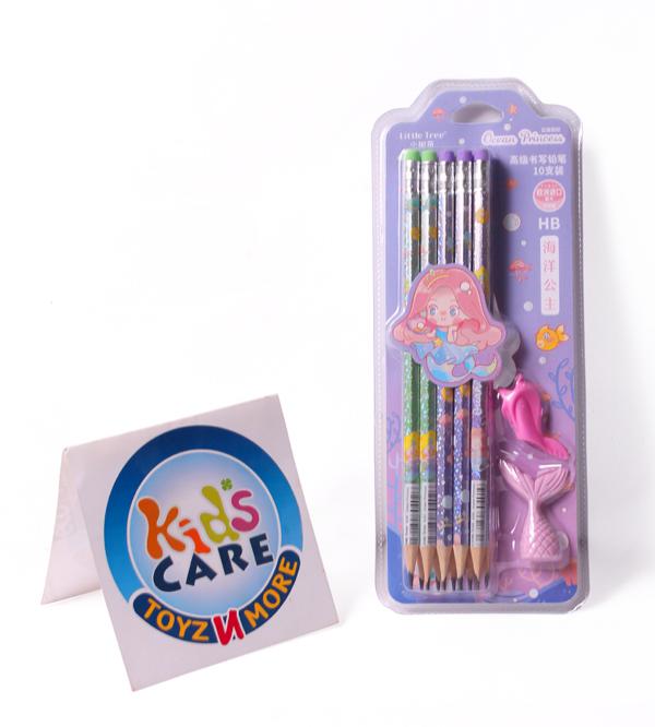 Pack of 12 Mermaid Themed Pencils With Mermaid Tail-Shaped Eraser & Pencil Top (MG111004)