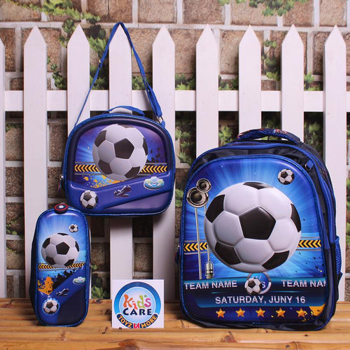 Load image into Gallery viewer, Soccer Themed School Bag Three Pieces Set For KG 1 &amp; KG 2 (3142#)
