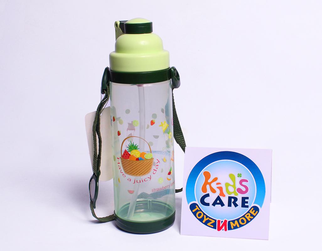 Fruits Basket Water Bottle With Straw 600 ml Green (KC5636)