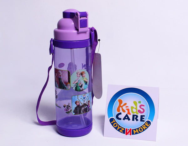 Frozen Anna Elsa Water Bottle With Straw 600 ml Purple (KC5636)