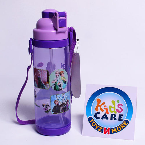 Load image into Gallery viewer, Frozen Anna Elsa Water Bottle With Straw 600 ml Purple (KC5636)
