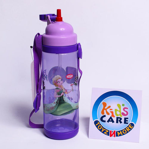 Load image into Gallery viewer, Frozen Anna Elsa Water Bottle With Straw 600 ml Purple (KC5636)
