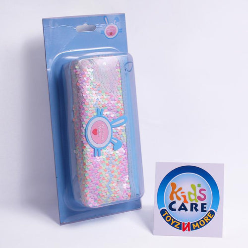 Load image into Gallery viewer, Rabbit Mecw Two Zipper Sequin Stationery / Pencil Pouch Blue (1639)

