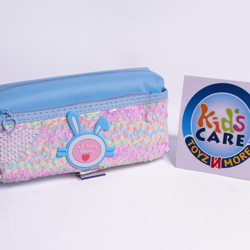 Load image into Gallery viewer, Rabbit Mecw Two Zipper Sequin Stationery / Pencil Pouch Blue (1639)
