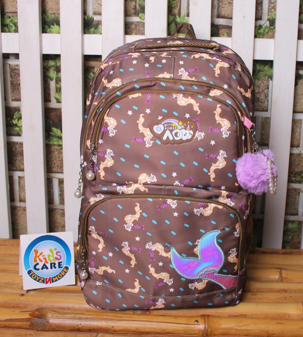 Mermaid Themed School Bag for Grade 3 to Grade 6 | Brown (703)