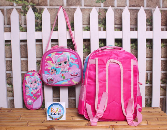 LOL Dolls Themed School Bag Three Pieces Set For KG 1 & KG 2 (3142#)