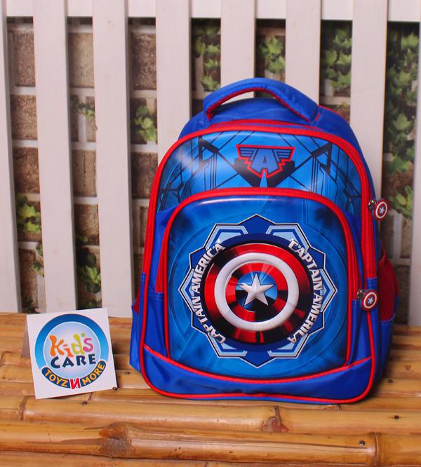 Captain America Premium Quality Three Portion School Bag for KG 1 & KG 2 (2020)