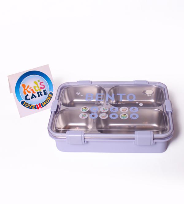 10x7-inch Four Portion Stainless Steel Bento Lunch Box - Light Purple (LX-7091)