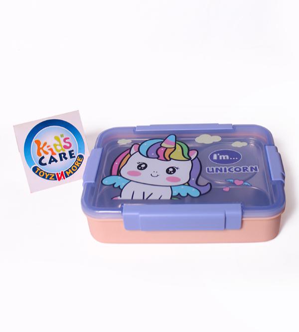 10x8-inch Unicorn Themed Four Portion Stainless Steel Lunch Box (2539)