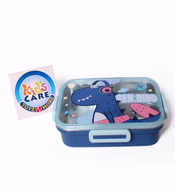 9x6-inch Dinosaur Themed Three Portion Stainless Steel Lunch Box (2532)