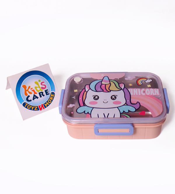 9x6-inch Unicorn Themed Three Portion Stainless Steel Lunch Box (2532)